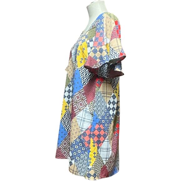Umgee Patchwork Shift Dress Small - Picture 2 of 6